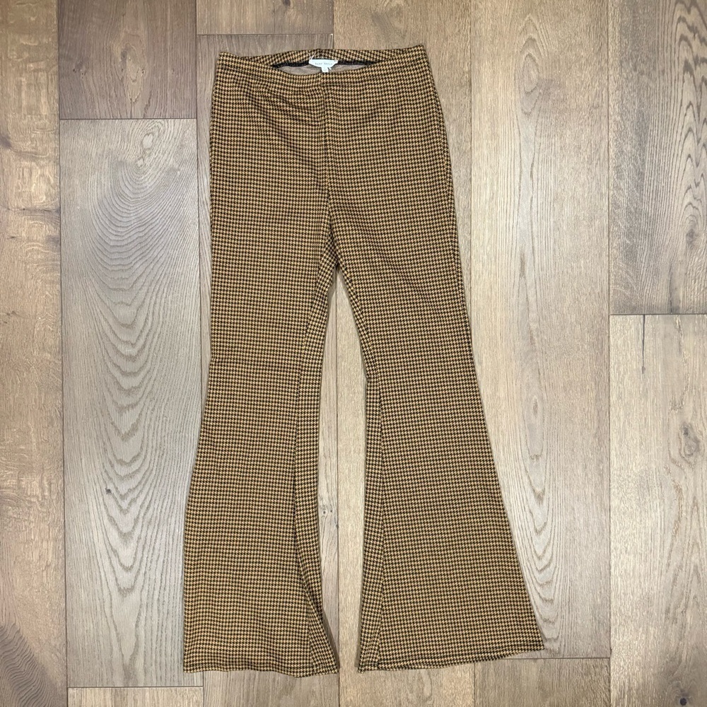 Brown Houndstooth Flare Pants